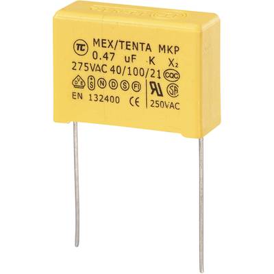 MKP-X2 zavarszűrő kondenzátor, radiális 0,47 µF 275 V/AC 10 % RM 22,5 mm 26,5 x 8,5 x 17 mm TRU COMPONENTS MKP-X2