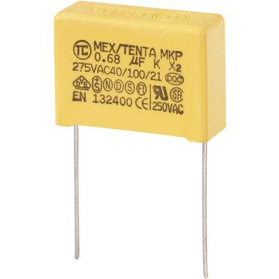 MKP-X2 zavarszűrő kondenzátor, radiális 0,68 µF 275 V/AC 10 % RM 22,5 mm 26,5 x 10 x 19 mm TRU COMPONENTS MKP-X2