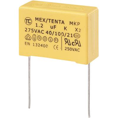 MKP-X2 zavarszűrő kondenzátor, radiális 1,2 µF 275 V/AC 10 % RM 27,5 mm 32 x 13 x 23 mm TRU COMPONENTS MKP-X2
