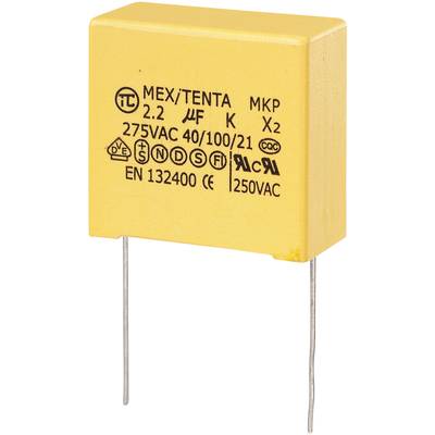 MKP-X2 zavarszűrő kondenzátor, radiális 2,2 µF 275 V/AC 10 % RM 27,5 mm 32 x 18 x 30 mm TRU COMPONENTS MKP-X2