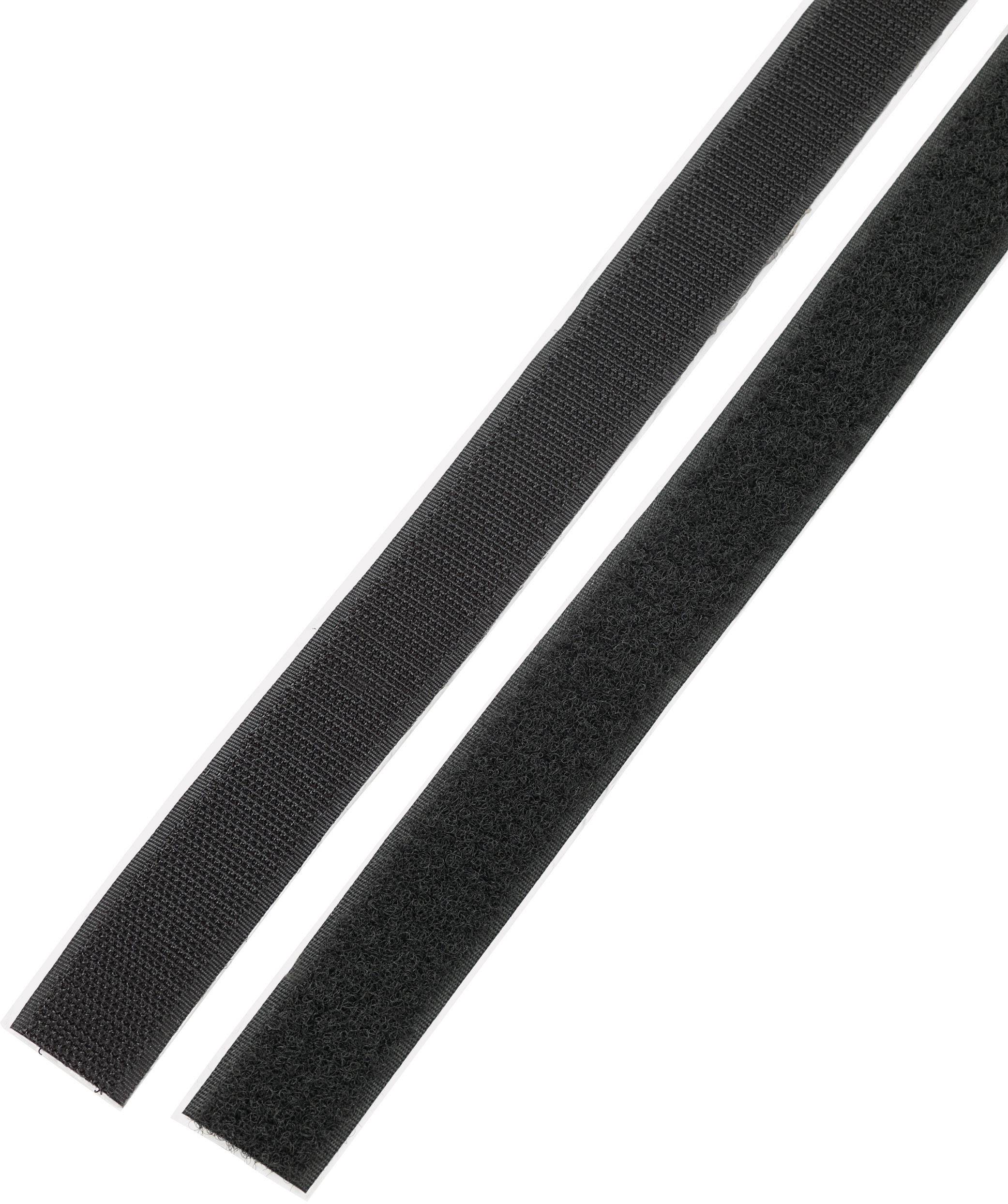 Öntapadós tépőzár pár, 1 m x 25 mm, fekete, Basetech STD-LH25/1M