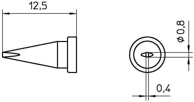 Pákahegy, Véső forma Weller LT HSLHS hegy méret: 0.8 mm hegy hossz: 12.5 mm Tartalom, tartalmi egységek rendelésenként 1 db