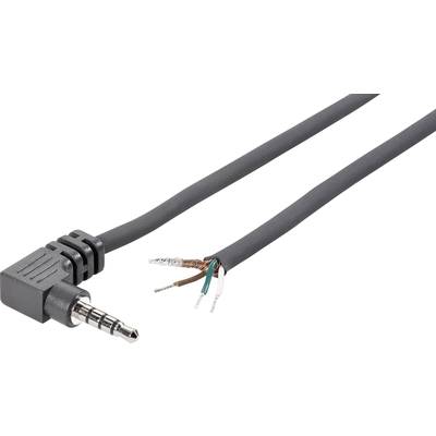 Audio kábel, 3,5 mm-es jack dugó, könyök, 4 pól., 1,8 m, Tru Components