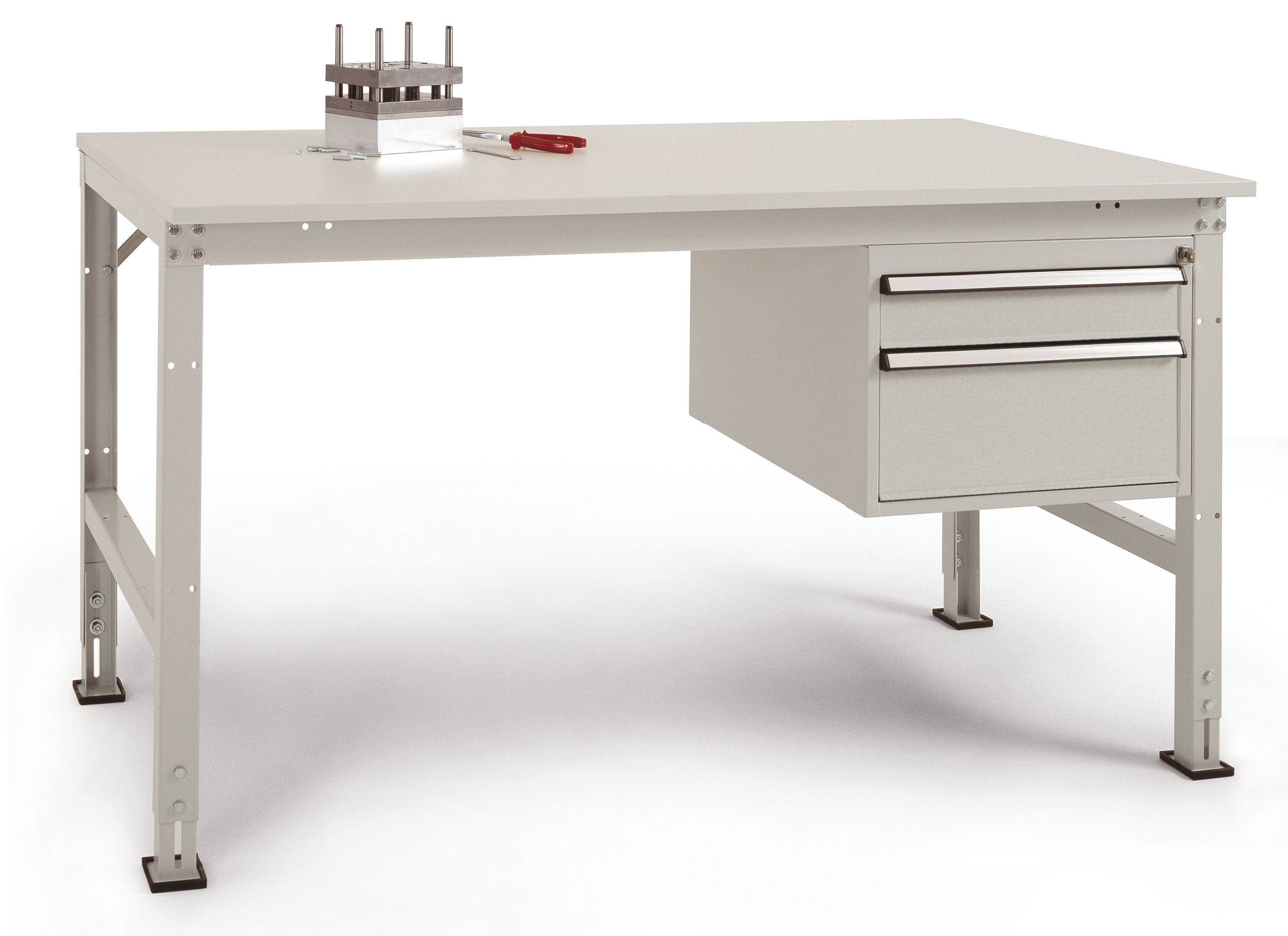 Manuflex AU5567.7035 Egyetlen munkaasztal UNIVERSAL 1500x800x760 mm, Pl.Kunst.lichtg. RAL7035 világosszürke Élénk szürke