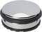 Ezüstszínű, kerek fémfedél fekete, csúszásmentes szegéllyel.