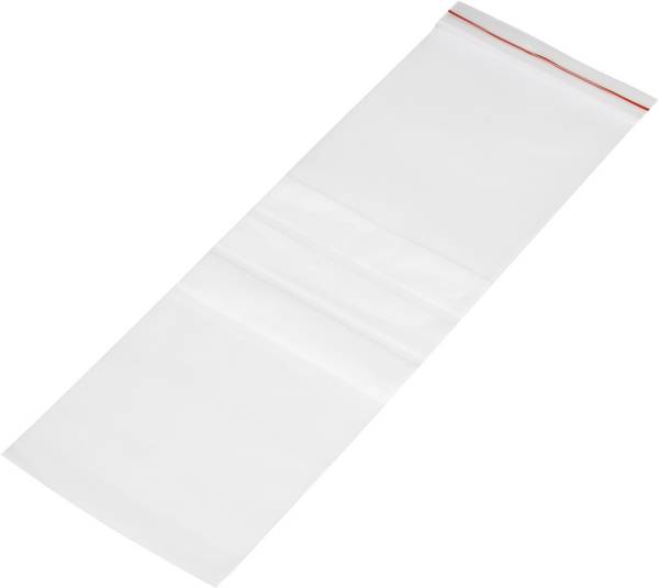Simítózáras tasak 100 mm x 300 mm, átlátszó, feliratozható csíkkal