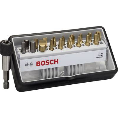 Bosch 2607002582 Csavarozó bit készlet Robust Line L Max Grip, 18 + 1 részes, 25 mm, Ph, Pz, T, LS, Is