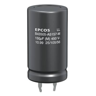 Elektrolit kondenzátor Snap-In, RM 10 mm 100 µF 400 V/DC 20 % Ø 22 x 35 mm Epcos B43504-A9107-M