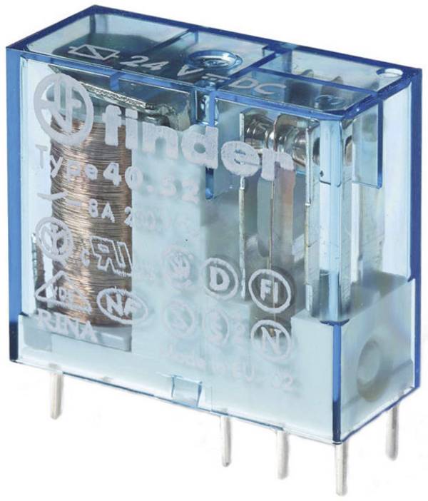 Dugaszolható-/nyák relé 12 V/DC 2 váltó, 8 A 250 V/AC 30 V/DC 2000 VA, Finder 40.52.9.012.0000