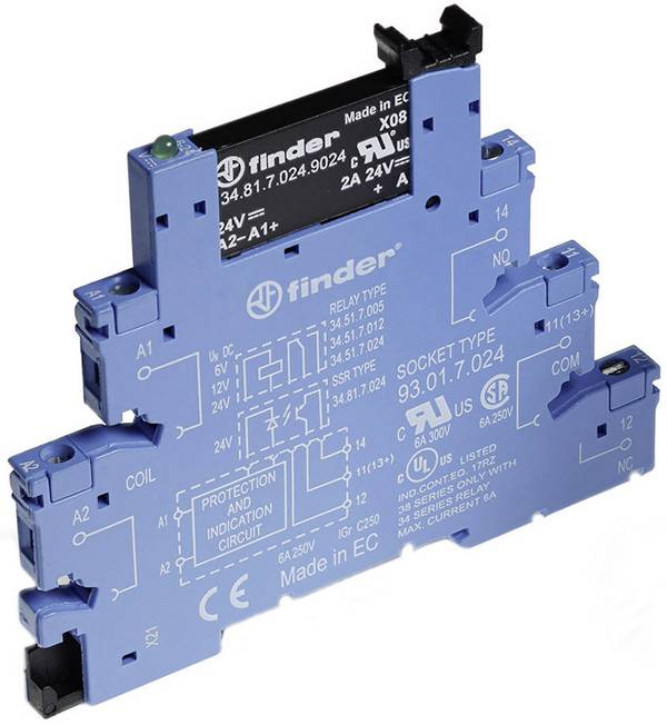 Finder Félvezető relé 38.81.7.024.9024-10 2 A Kapcsolási feszültség (max.): 24 V/DC  1 db