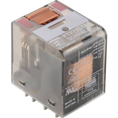 Miniatűr relé 24 V/AC 4 váltó 6 A 250 V/AC, 1500 VA, TE Connectivity PT570524