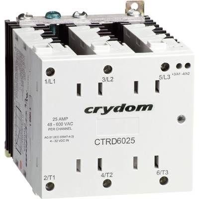 3 fázisú félvezető relé 3 x 25 A 48 - 600 V/AC, Crydom CTRC6025