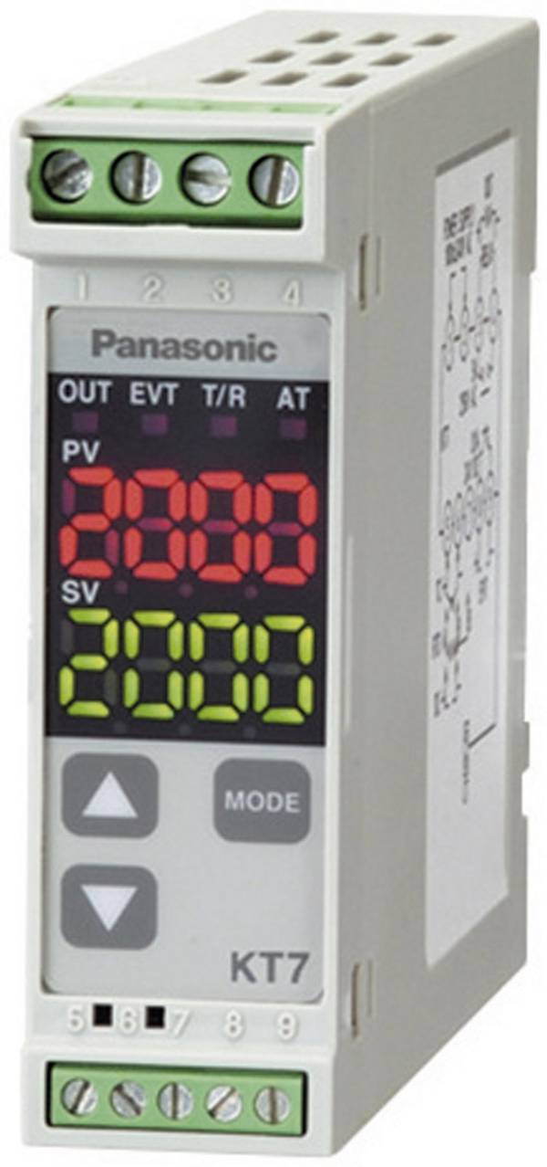 Panasonic digitális hőmérséklet szabályozó és kapcsoló modul KT7, DIN sínre szerelhető 100 - 240 V/AC AKT7111100J
