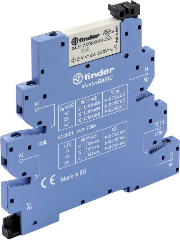 Finder 39.11.0.024.0060 Csatoló relé 24 V/DC, 24 V/AC 6 A 1 váltó Tray 1 db