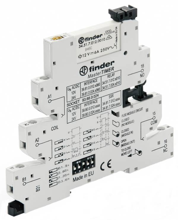 Finder 39.81.0.012.0060 Csatoló relé 12 V/DC, 12 V/AC 6 A 1 váltó Tray 1 db