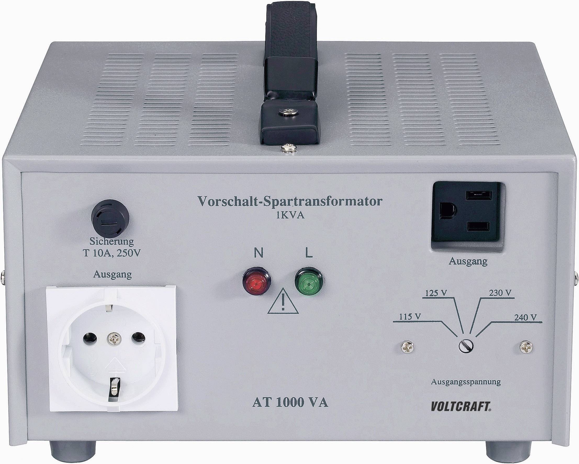 VOLTCRAFT AT-1000 NV előtét transzformátor, feszültségátalakító, 115/125/230/240 V/AC / 230/240/115/125 V/AC / 1000 W - DAkkS kalibrálással