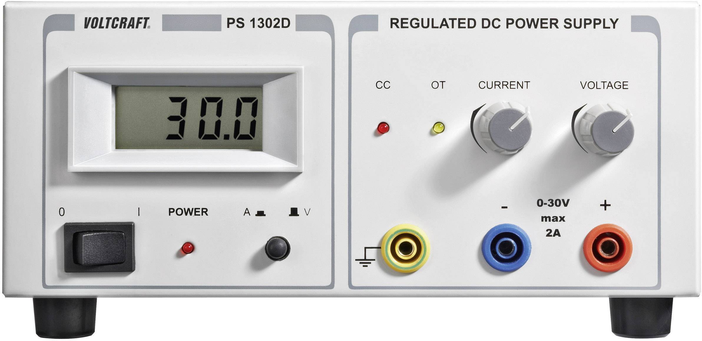 Szabályozható lineáris labortápegység 60W 0-30V 0-2A, Voltcraft PS-1302 D