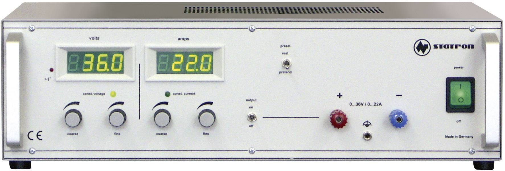 Labortápegység, szabályozható Statron 3254.1 0 - 36 V/DC 0 - 22 A 792 W Kimenetek száma 1 x Kalibrált ISO