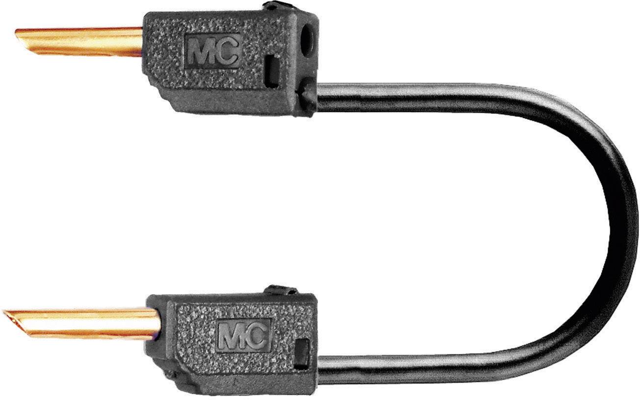 Mérőzsinór, mérővezeték 2db 2mm-es banándugóval 0.5 mm² PVC, 0.30m fekete MultiContact LK2-F