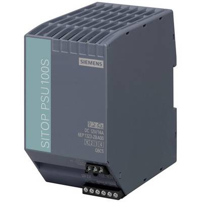 A képen egy szürke Siemens SITOP PSU100S tápegység látható, amelynek előlapján megtalálható a modellszám és a műszaki adatok.