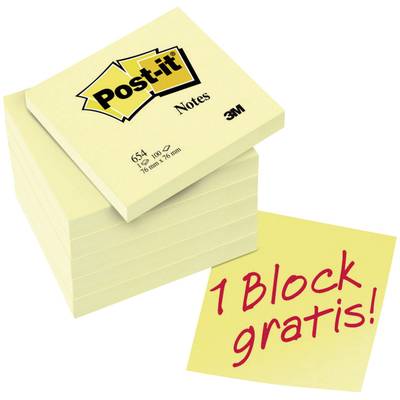 Post-it® Notes (H x Sz) 76 mm x 76 mm, sárga 654Y6 3M, tartalom: 6 db