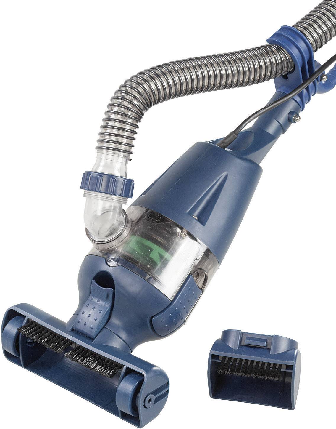 Egy kék, hordozható porszívó levehető tartozékkal. Alkalmas kisebb felületek és sarkok takarítására.