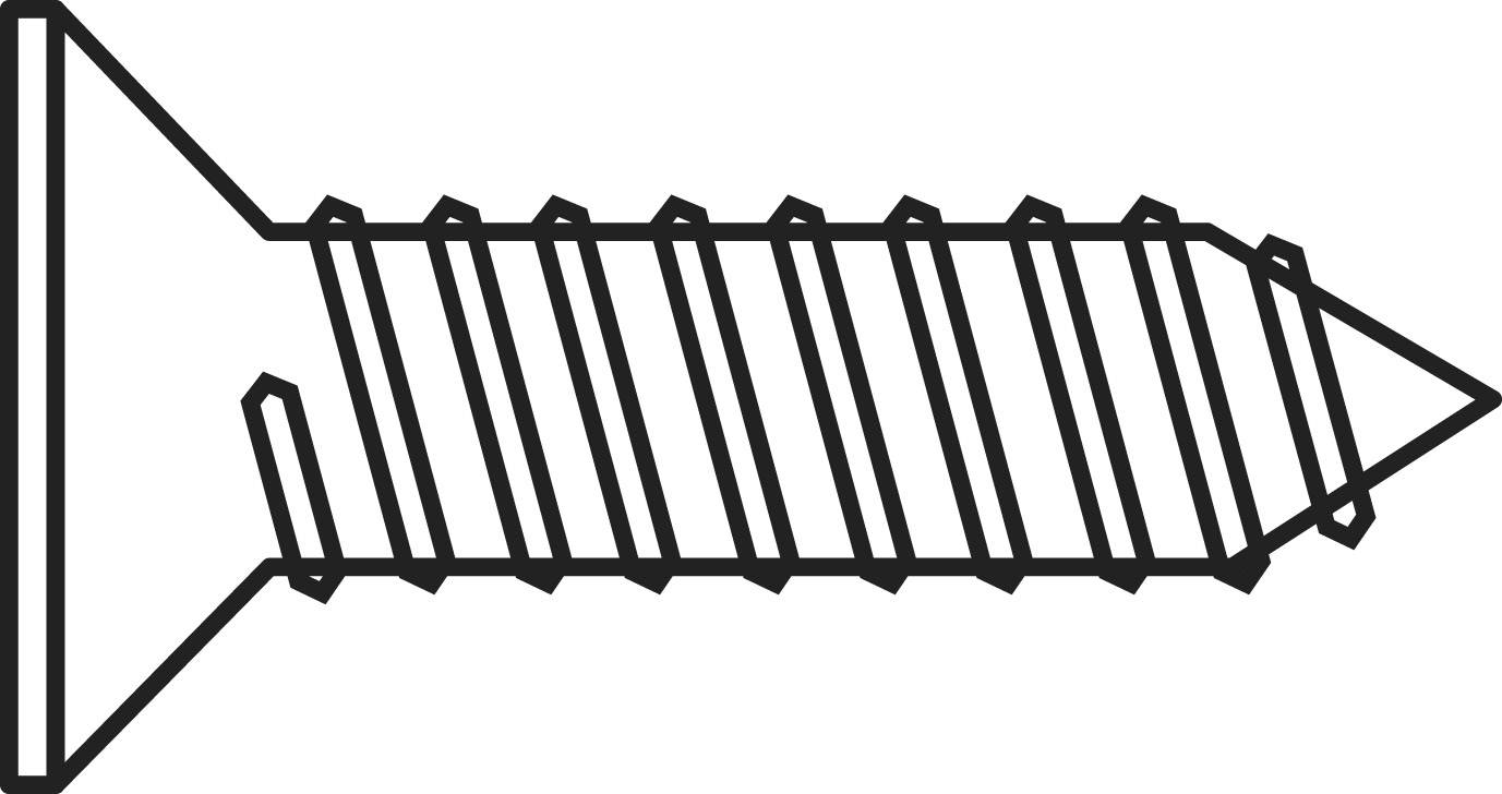 Süllyesztett fejű horganyzott acél lemezcsavarok kereszthoronnyal, DIN 7982, Ø2,9x9,5 mm, 100 db, TOOLCRAFT