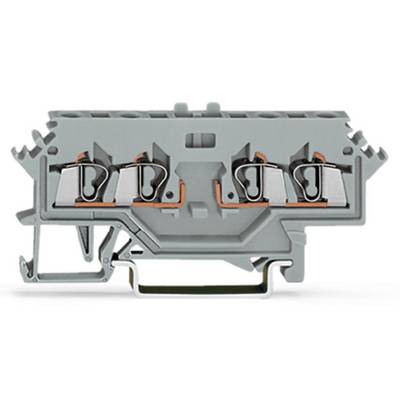 Szürke, elektronikai csatlakozókapocs több rézvezetékkel, oldalirányú rögzítéssel és fém érintkezőkkel elektromos kötésekhez.
