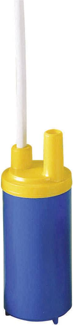 Sárga-kék, manuálisan működtetett kannás szivattyú folyadékokhoz, felülnézetben, két kifolyóval és egy hosszú karral.