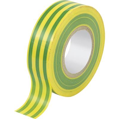 PVC szigetelő szalag, zöld-sárga, 19 mm x 10 m, Tru Components