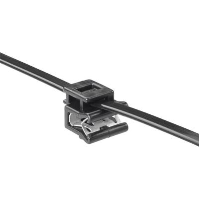 Kábelkötegelő kábeltartóval 200 x 4,6 mm, fekete, 1 db, HellermannTyton 150-40591 T50ROSEC5A-MC5-BK-D1