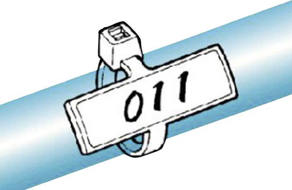 Egy kék cső fehér címkével. A címkén a '011' szám szerepel.