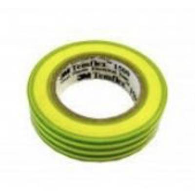 PVC elektromos szigetelőszalag, 10 m x 15 mm, zöld/sárga, 3M Temflex 1500