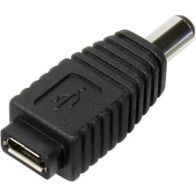 DC adapter, 5 x 2,1 mm tápdugó - micro USB B aljzat, Tru Components