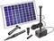 Napelemes modul csatlakozókábellel, szivattyúval és különböző fúvóka-feltétekkel. Önálló vízszállító készlet.