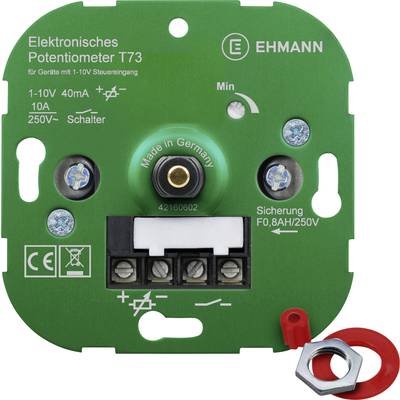 Elektronikus potenciométer T73, zöld panel, 1-10V vezérlésű készülékekhez, 10A/250V. Biztosítékkal és szerelési tartozékokkal együtt.