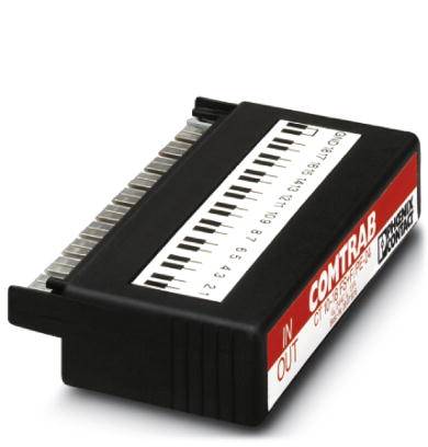 Egy téglalap alakú elektronikai alkatrész két csatlakozóval, 'COMTRAB' felirattal, amelyet túlfeszültség-védelem céljára használnak.