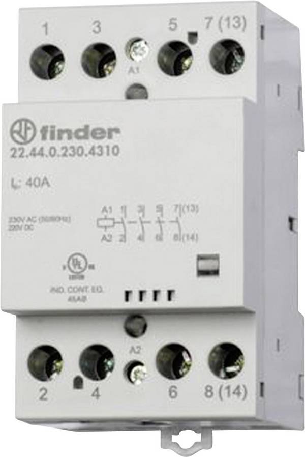 Finder 22.44.0.024.4310 Védő  4 záró  24 V/DC, 24 V/AC 40 A  Alkalmas a következő márkához (relé): Finder darab 1 db