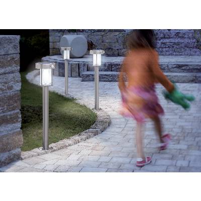 Napelemes LED-es kerti álló lámpa mozgásérzékelővel, max. 8 óra, rozsdamentes acél, Esotec Ancona 102400