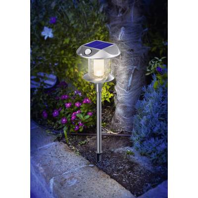 LED-es leszúrható napelemes kerti lámpa, mozgásérzékelővel, rozsdamentes acél, Esotec Sunny 102092