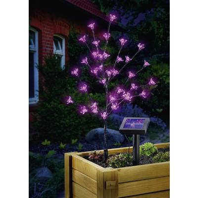 LED-es leszúrható napelemes kerti lámpa, virág forma, rózsaszín, 0,6 W, Esotec 102104