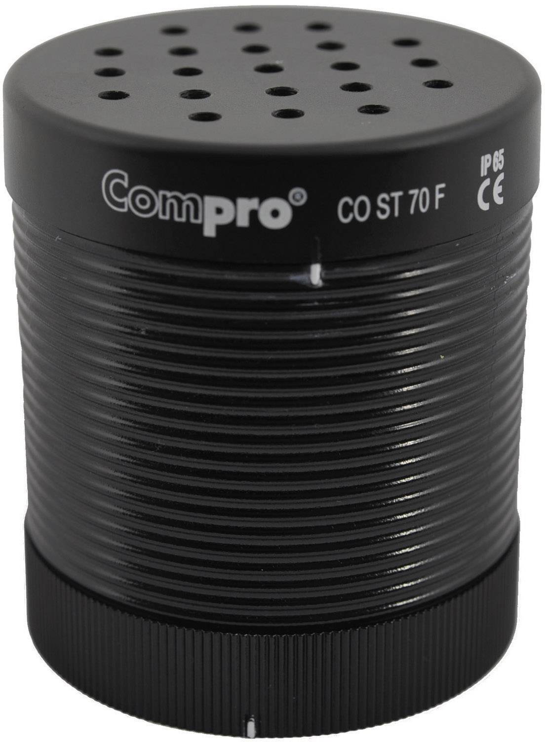 Fekete hengeres hangszóró, amelyen a 'Compro CO ST 70 F' felirat olvasható. A felülete lyukacsos. Ipari felhasználásra alkalmas.