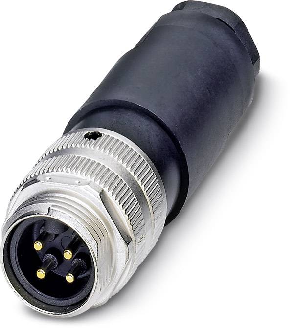 Egy fekete és ezüst csatlakozó négy arany érintkezővel elektromos berendezések csatlakoztatásához.