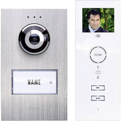 Vezetékes video kaputelefon rendszer, 1 családi házhoz, ezüst/fehér, m-e modern-electronics