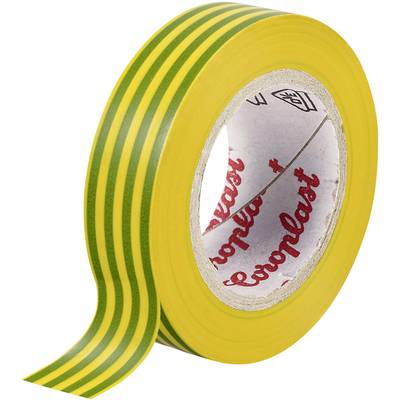 PVC elektromos szigetelőszalag, 10 m x 15 mm, zöld/sárga, Coroplast 302