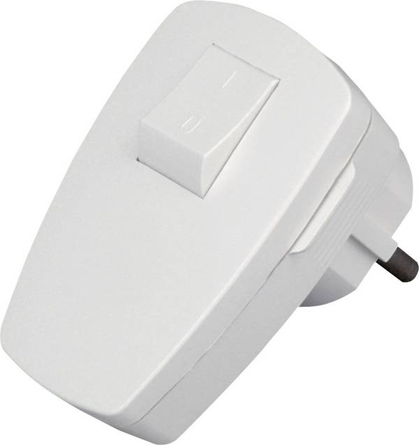 Szerelhető hálózati dugó kapcsolóval, műanyag, 230 V, fehér, IP20, Kopp 170402006