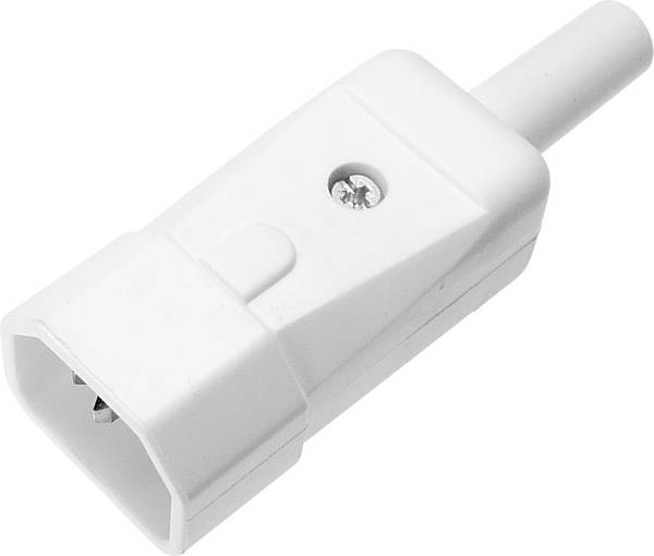 Lengő hálózati műszercsatlakozó dugó, 3 pól., egyenes, 10 A, fehér, C14, Kaiser 749/ws