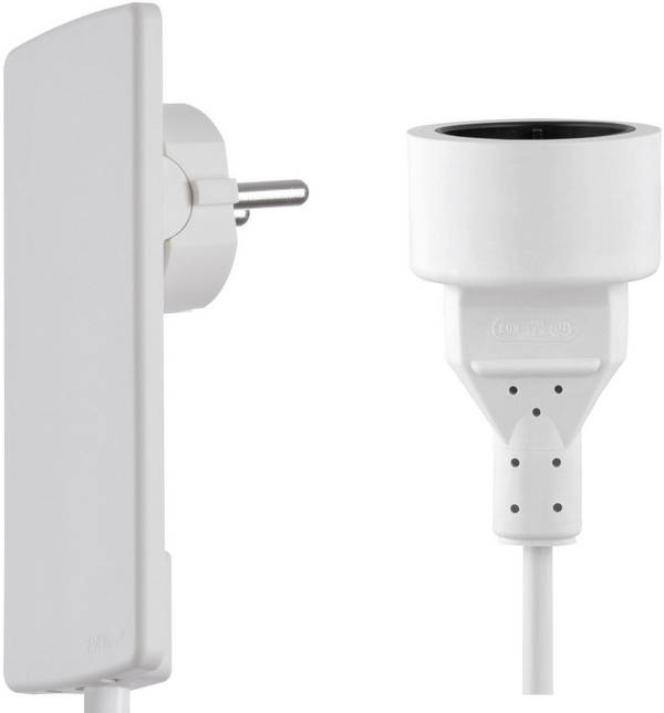 Lapos dugós hálózati hosszabbítókábel 1,5 m, fehér, HO5VV-F 3 G 1,5 mm², Schulte Elektrotechnik 151000155300
