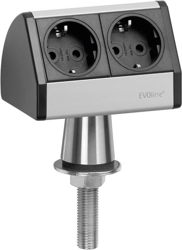 EVOline 93022055 Hálózati elosztó 2 részes Fekete, Ezüst Dugó nélkül 1 db