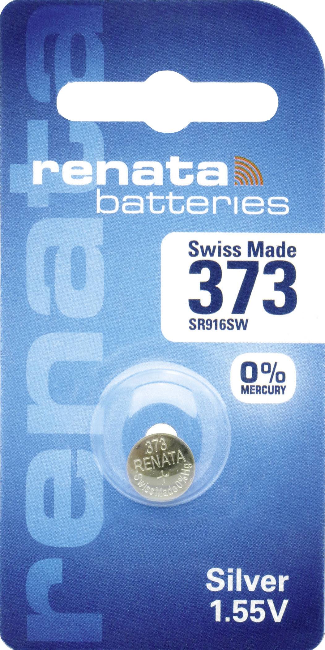 Egy Renata elem, SR916SW 373 modell, eredeti csomagolásban. Svájci gyártmány, higanymentes, 1,55V ezüst-oxid elem.